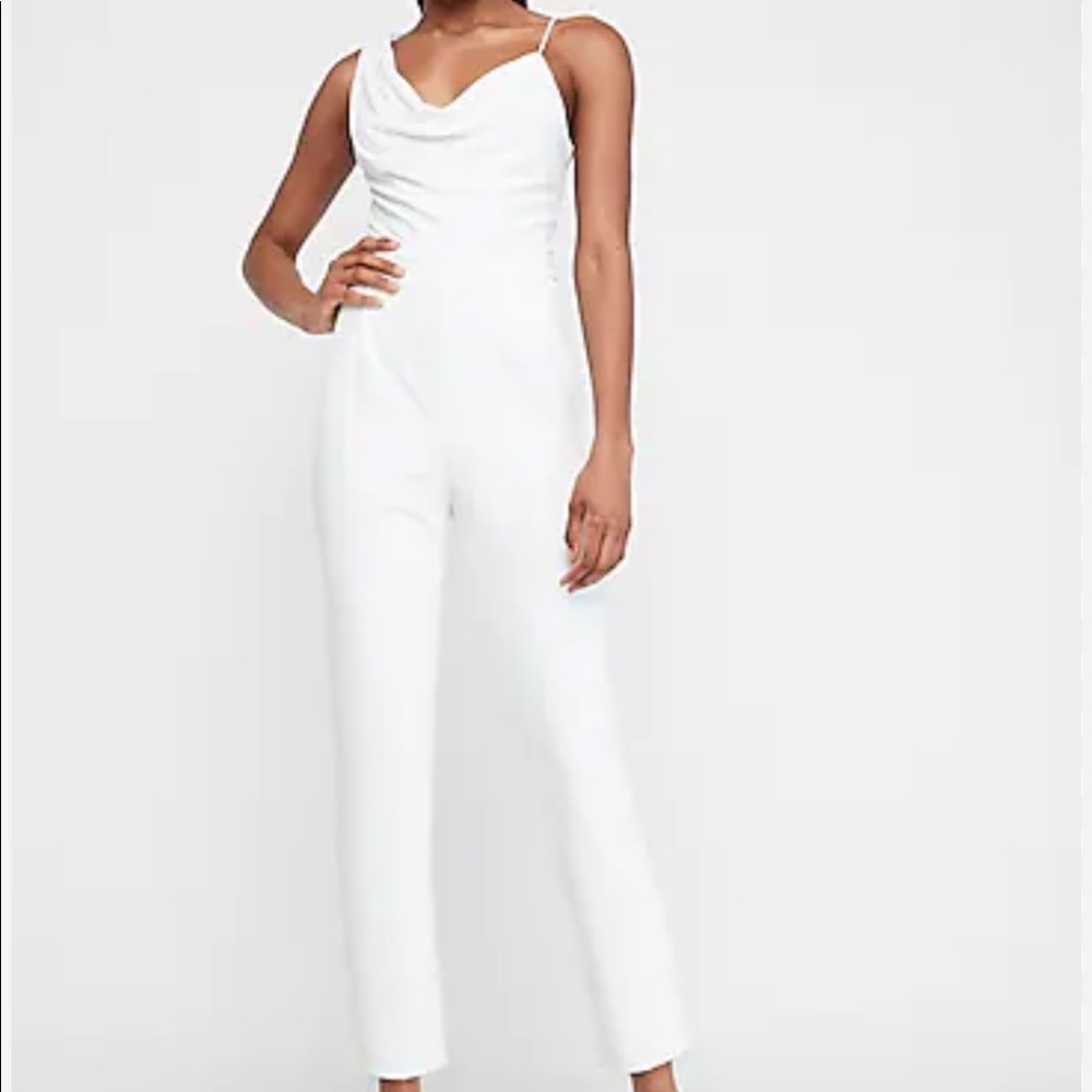 NWT EXPRESS asymmetric white jumpsuit